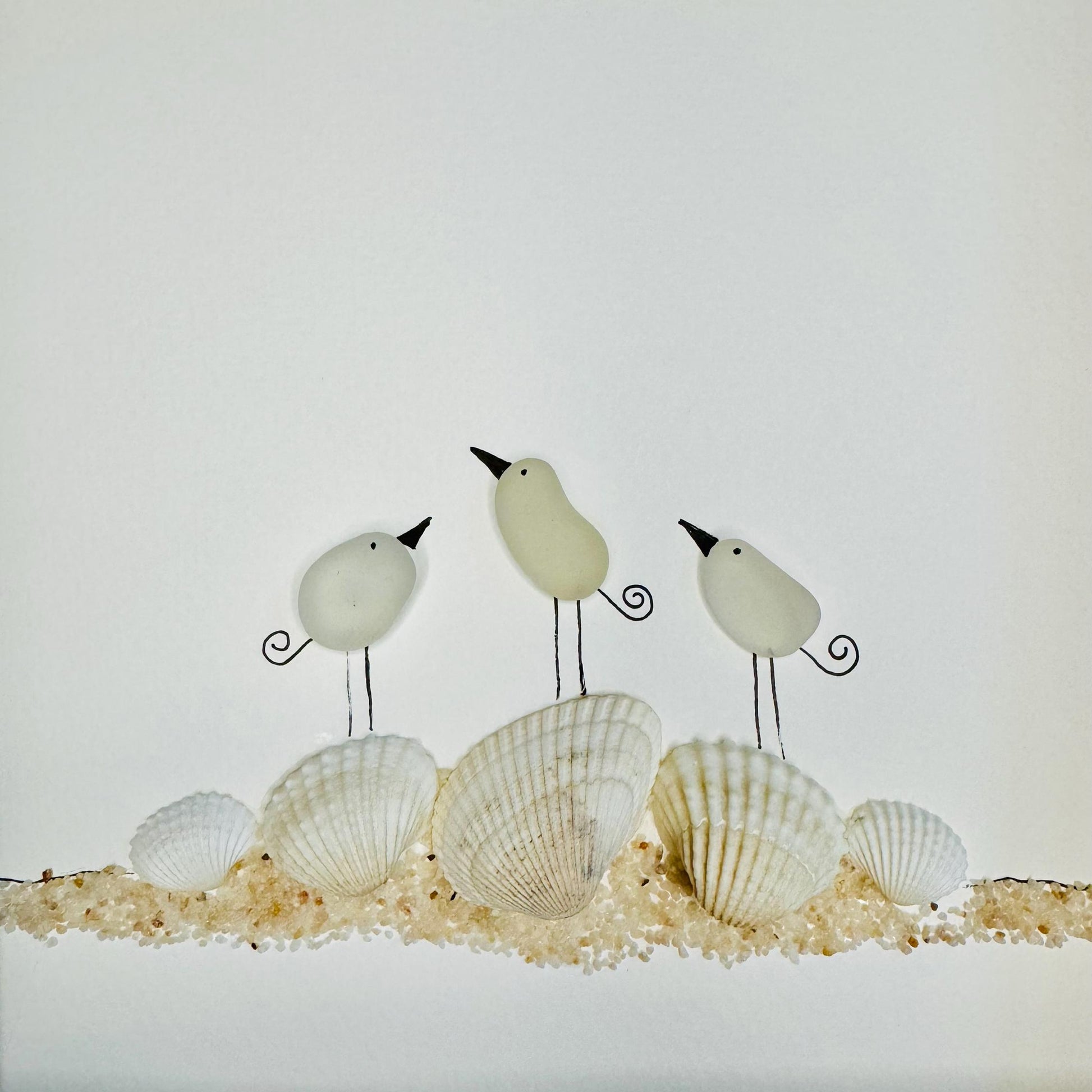Sea Glass Pebble Art, Pebble Art Seagull, Gift for Her, Seaglass Picture, Coastal Artwork