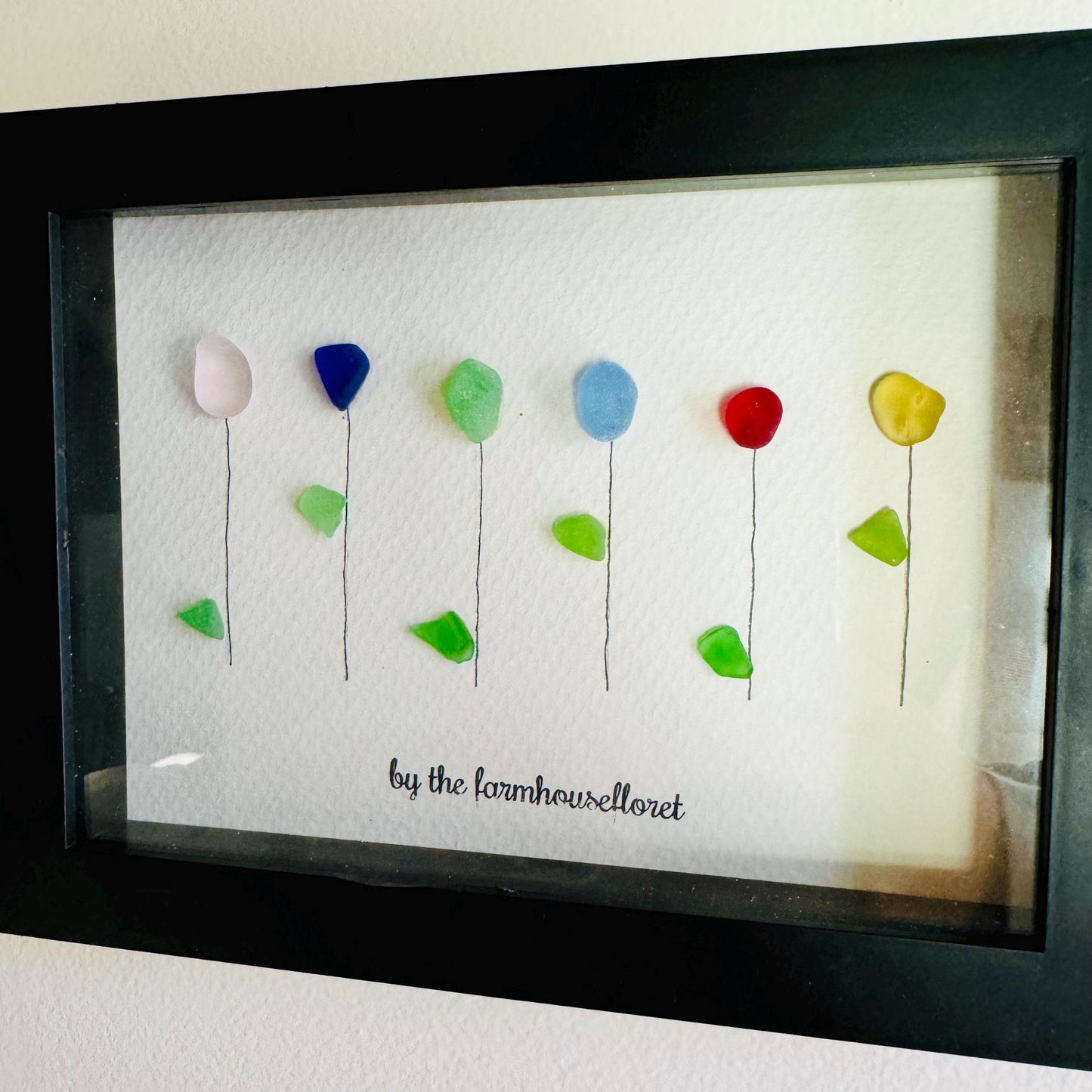 Sea Glass Pebble Art, Pebble Art Flowers, Gift for Her, Friendship Gift, Seaglass Picture, Sea Glass Roses