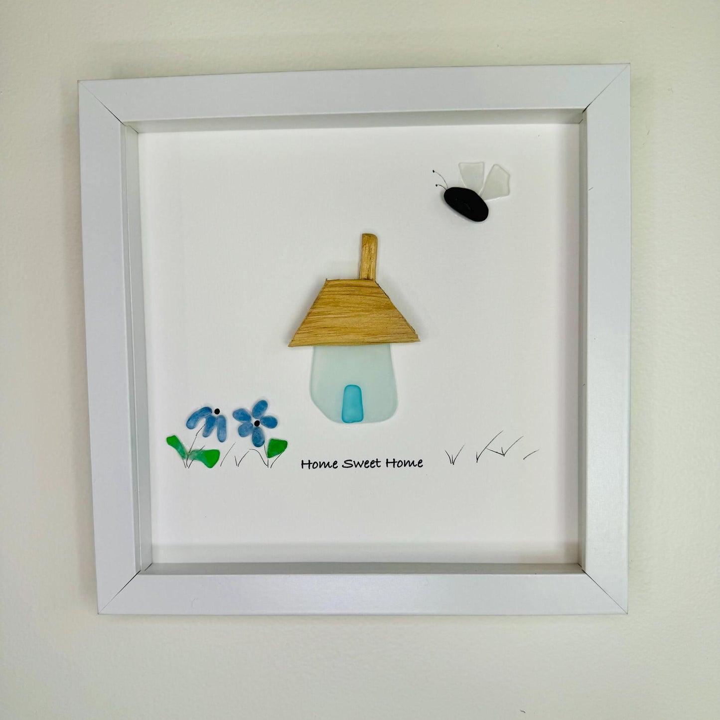 Sea Glass Pebble Art, Sea Glass House, Sea Glass Housewarming Gift, Pebble Art, Home Sweet Home