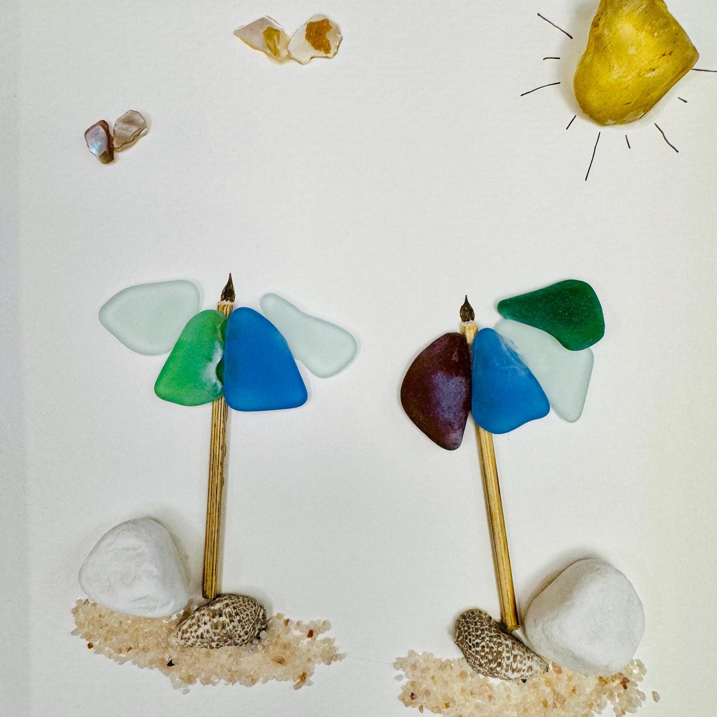 Sea Glass Pebble Art, Pebble Art Beach Scene, Gift for Her, Friendship Gift, Seaglass Picture, Beach Lover