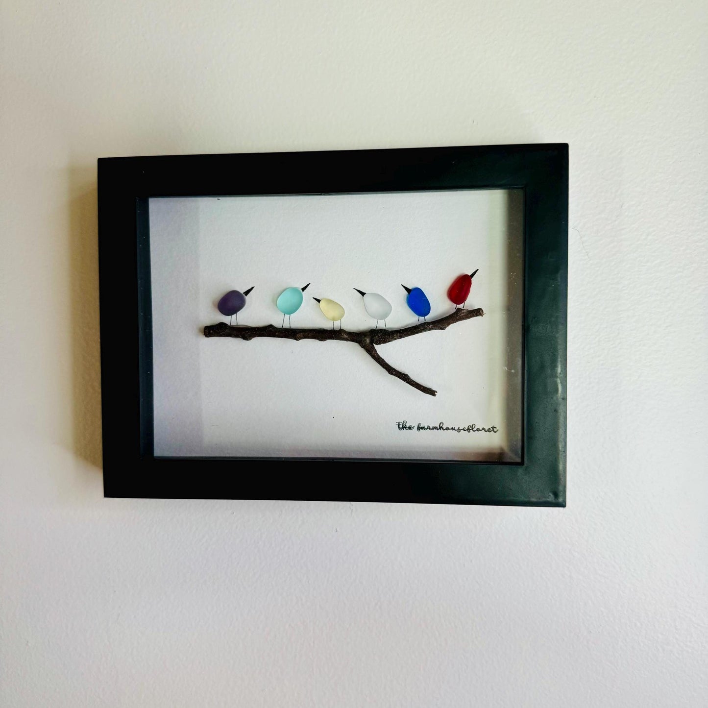 Sea Glass Pebble Art, Pebble Art Birds, Gift for Her, Friendship Gift, Seaglass Picture, Bird Lover Gift