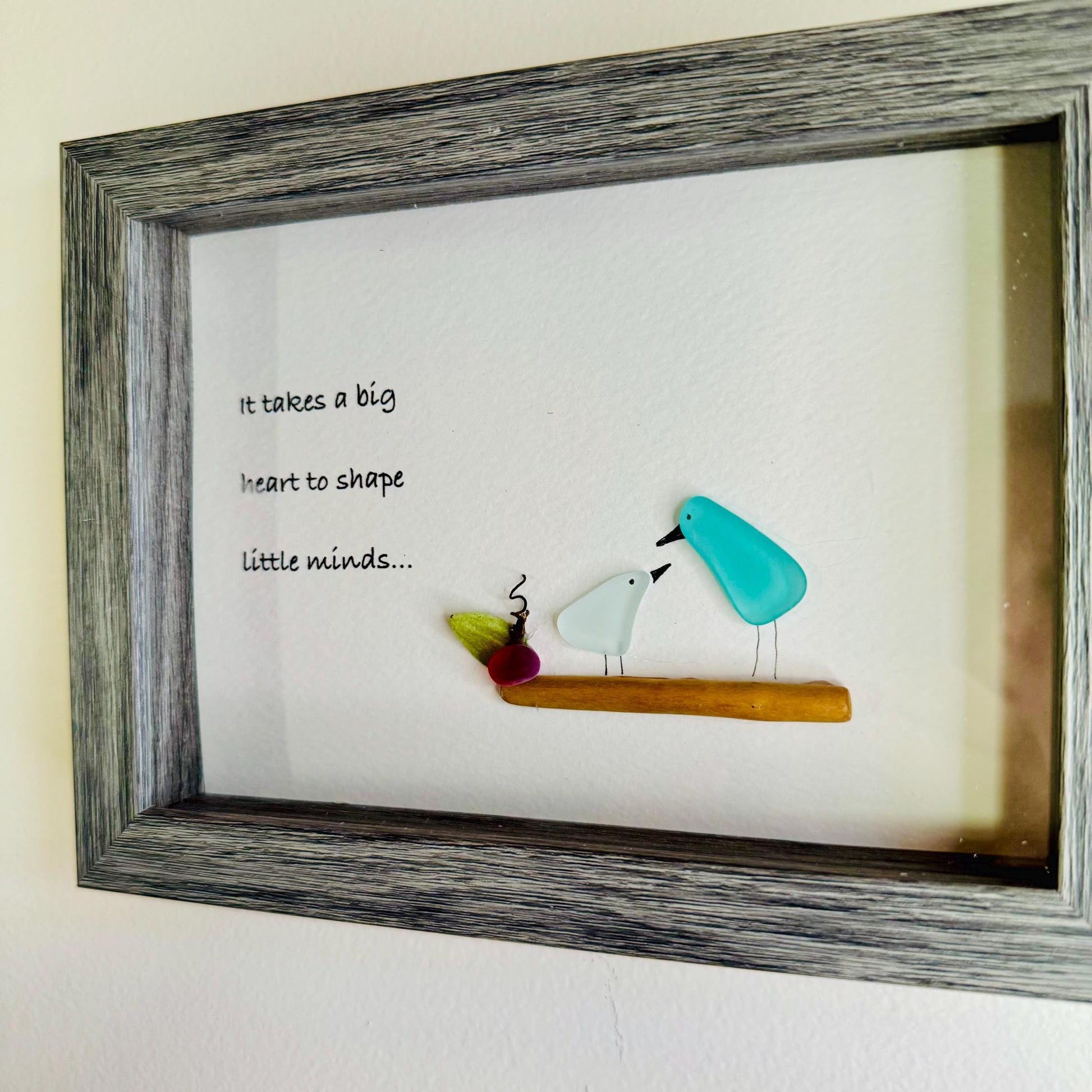 Sea Glass Pebble Art, Pebble Art Flower, Gift for Teacher, Friendship Gift, Seaglass Picture, Teacher Gift