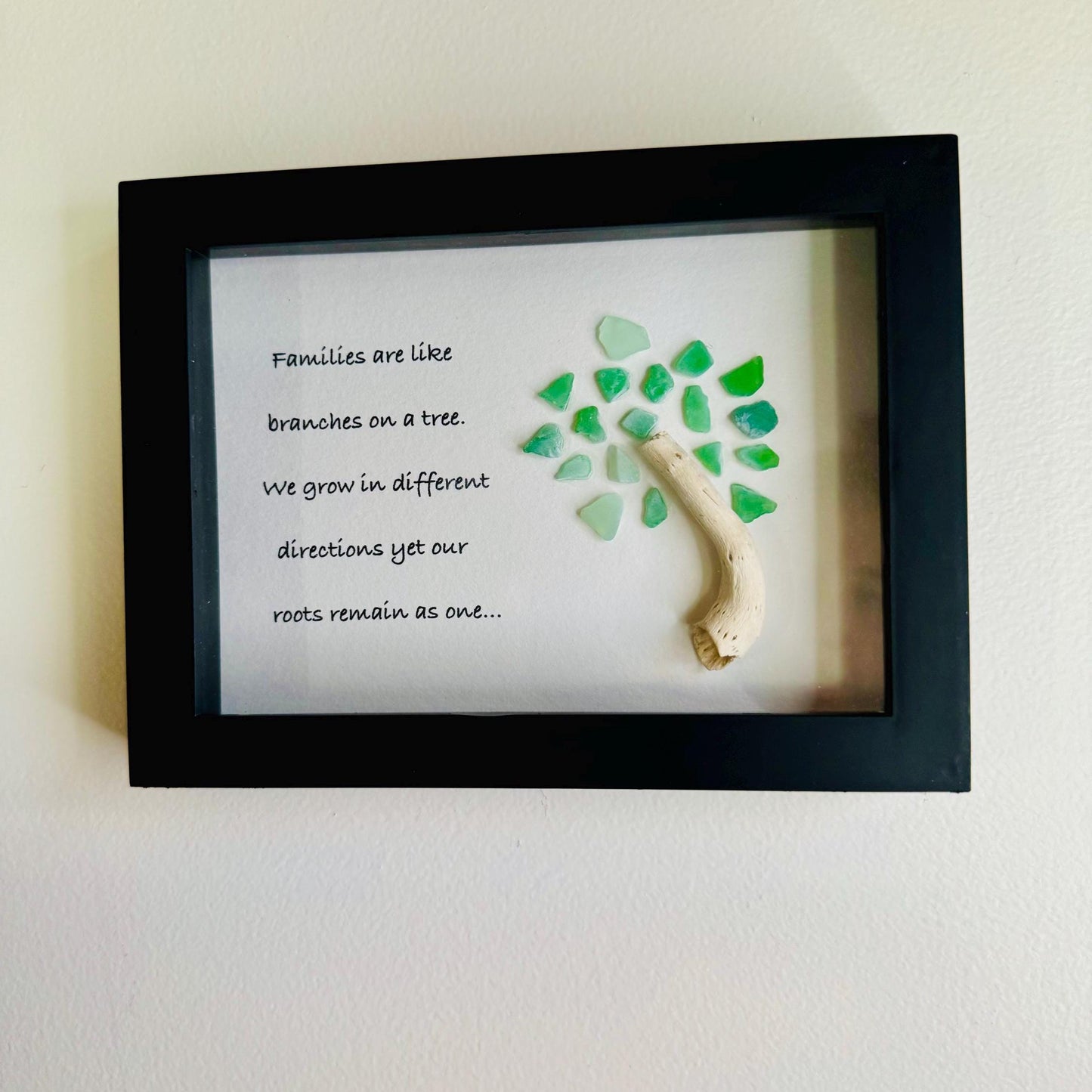 Sea Glass Pebble Art, Pebble Art Family of Four, Gift for Her, Family Gift, Seaglass Picture, Family is Forever