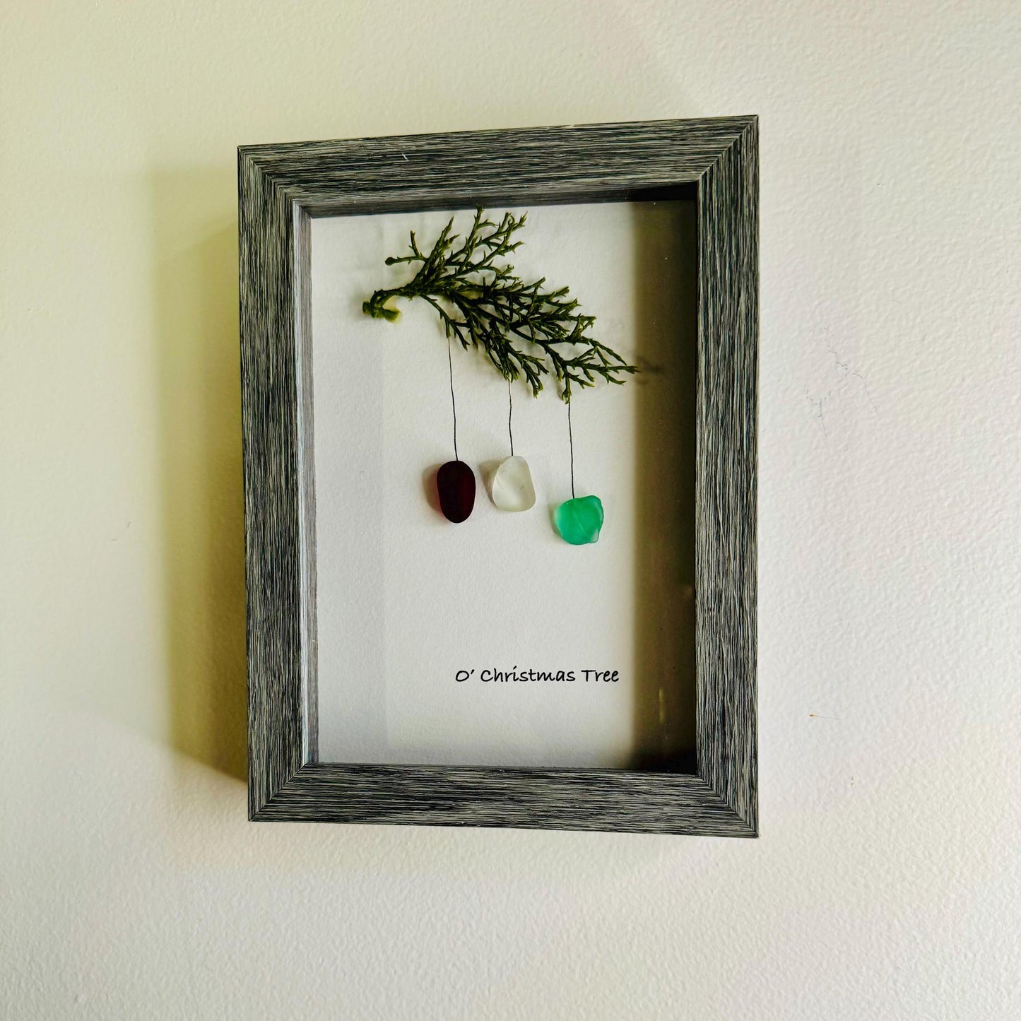 Sea Glass Pebble Art, Seaglass Christmas, Gift for Her, Friendship Gift, Seaglass Picture, Holiday Hostess Gift, Christmas Ornaments