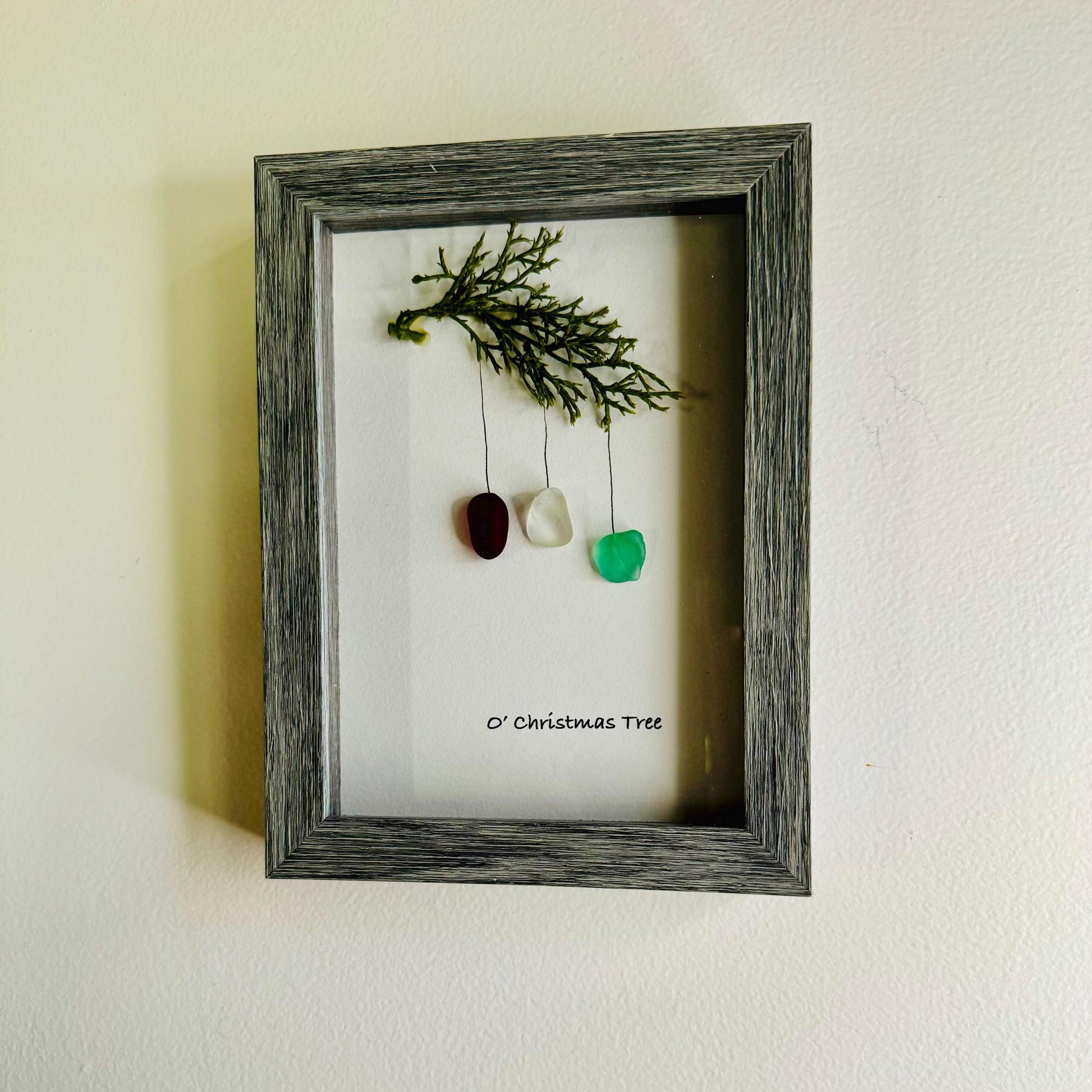 Sea Glass Pebble Art, Seaglass Christmas, Gift for Her, Friendship Gift, Seaglass Picture, Holiday Hostess Gift, Christmas Ornaments