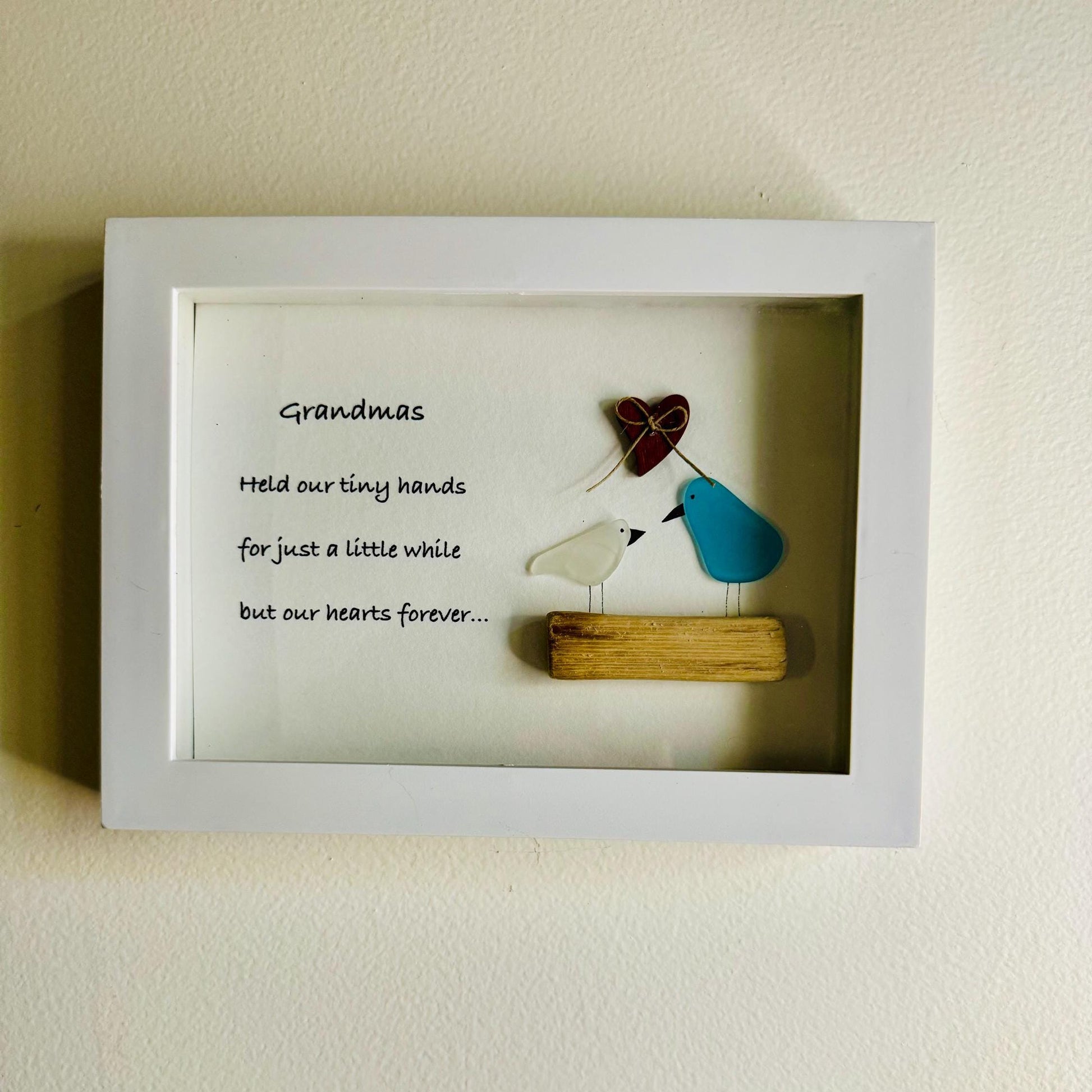 Sea Glass Pebble Art, Pebble Art Flower, Gift for Grandmother, Grandparent Gift, Seaglass Picture, Grandmother Gift