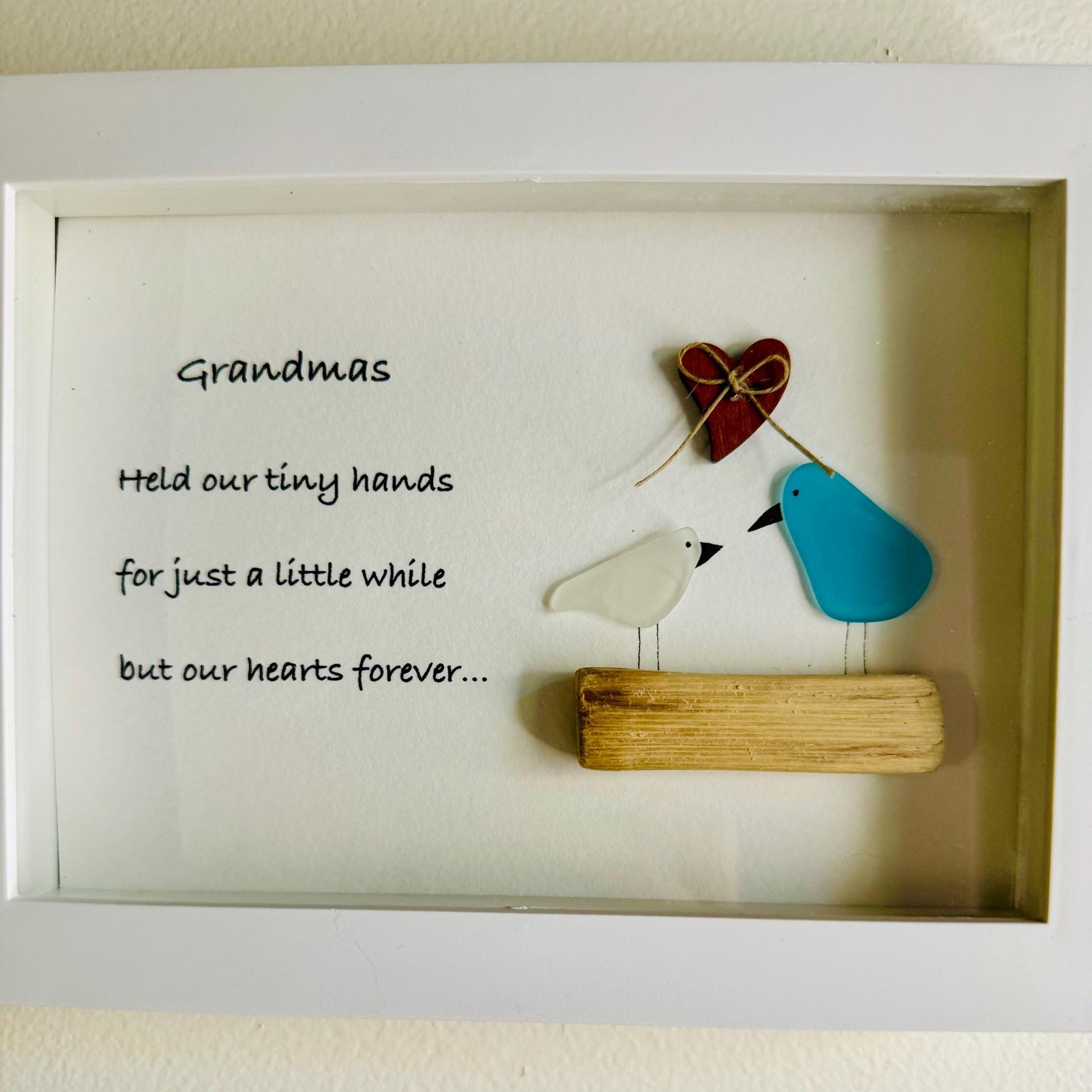 Sea Glass Pebble Art, Pebble Art Flower, Gift for Grandmother, Grandparent Gift, Seaglass Picture, Grandmother Gift