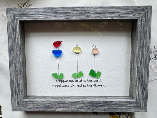 Sea Glass Pebble Art, Pebble Art Pumpkins, Gift for Her, Friendship Gift, Seaglass Picture, Seaglass Pumpkins, Autumn Decor