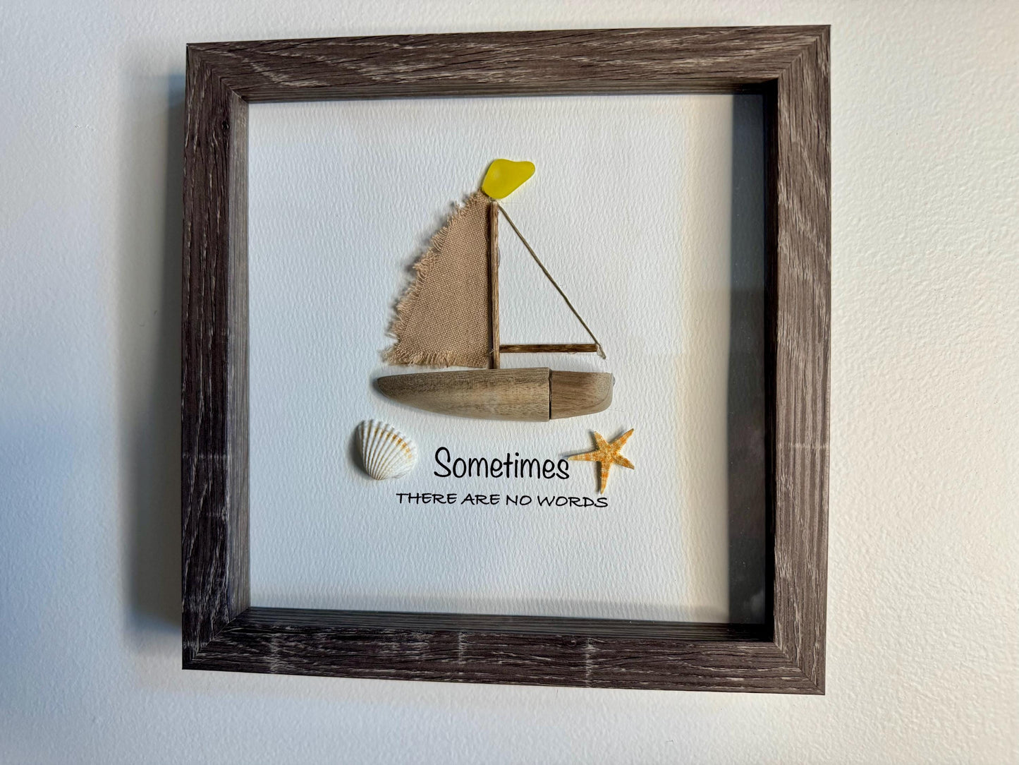 Sea Glass Pebble Art, Pebble Art Lighthouse, Gift for Her, Seaglass Picture, Coastal Artwork, Sailboat