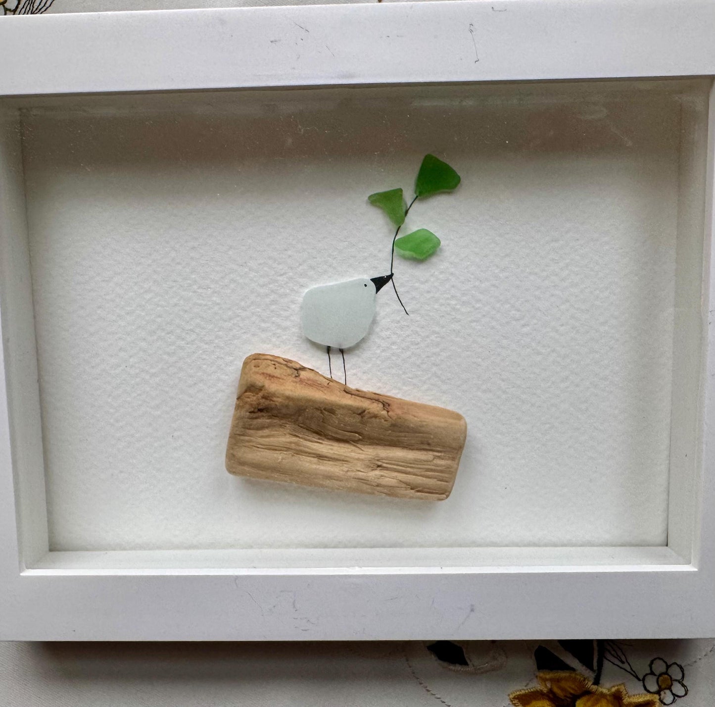 Sea Glass Pebble Art Bird Picture: Friendship Gift