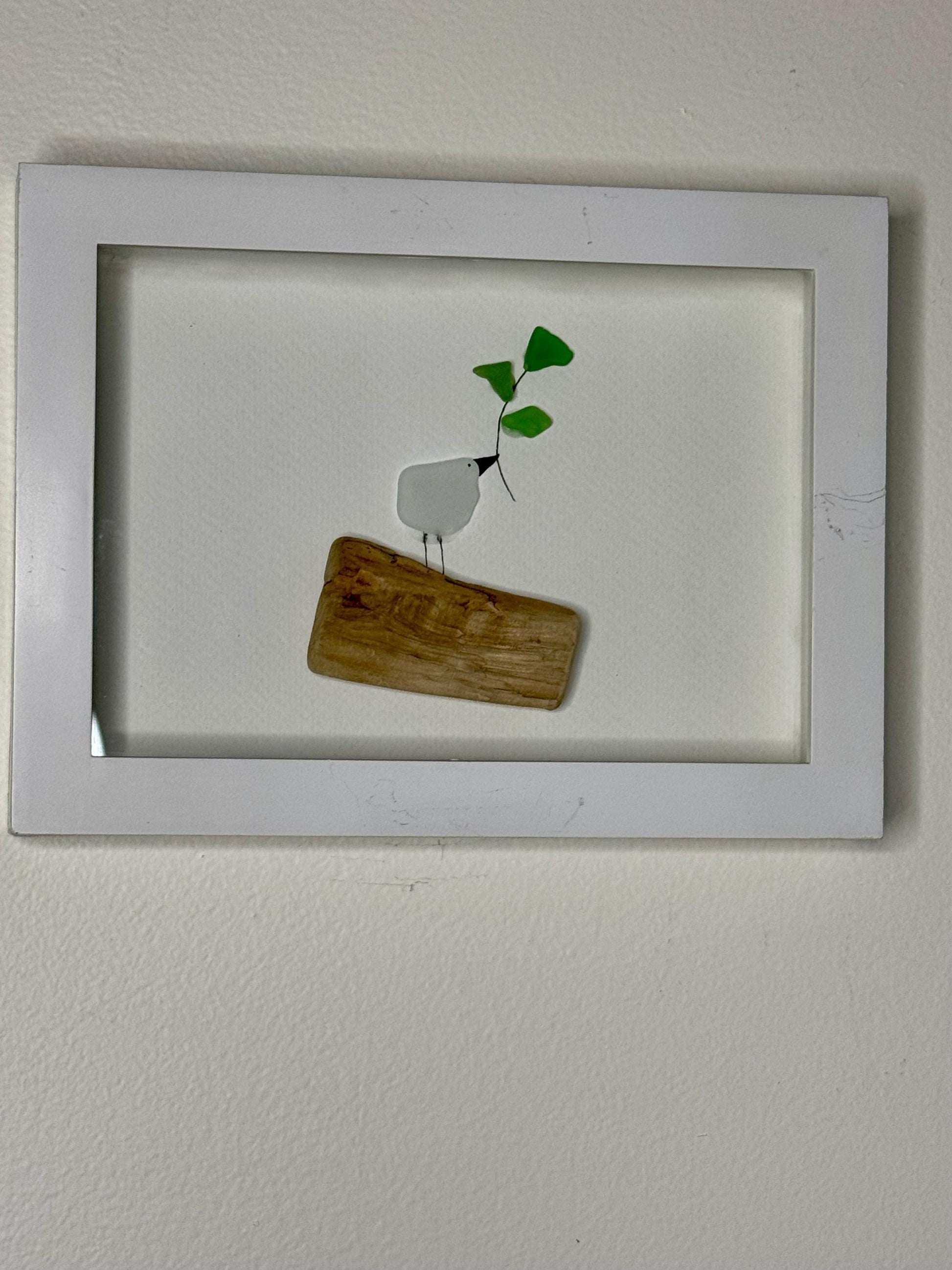 Sea Glass Pebble Art Bird Picture: Friendship Gift