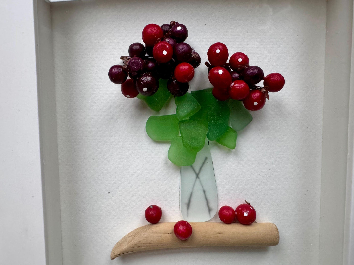 Sea Glass Pebble Art, Pebble Art Flowers, Gift for Her, Friendship Gift, Seaglass Picture, Florals