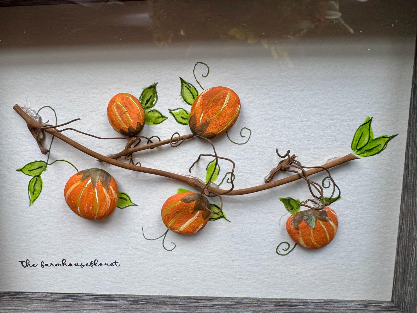 Sea Glass Pebble Art, Pebble Art Pumpkins, Gift for Her, Friendship Gift, Seaglass Picture, Seaglass Pumpkins, Autumn Decor
