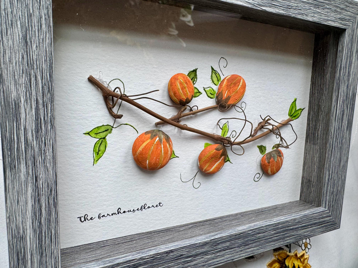 Sea Glass Pebble Art, Pebble Art Pumpkins, Gift for Her, Friendship Gift, Seaglass Picture, Seaglass Pumpkins, Autumn Decor