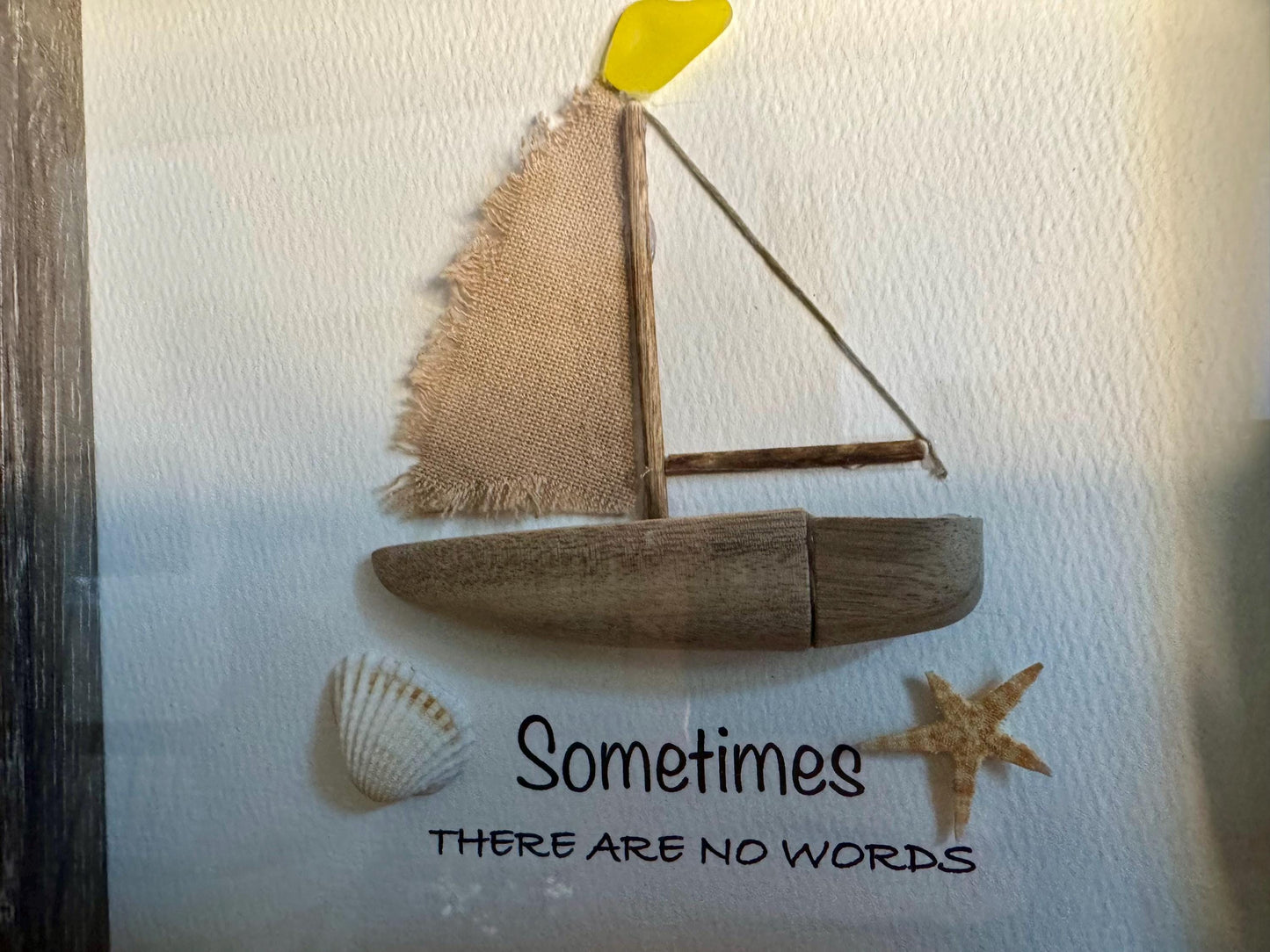 Sea Glass Pebble Art, Pebble Art Lighthouse, Gift for Her, Seaglass Picture, Coastal Artwork, Sailboat