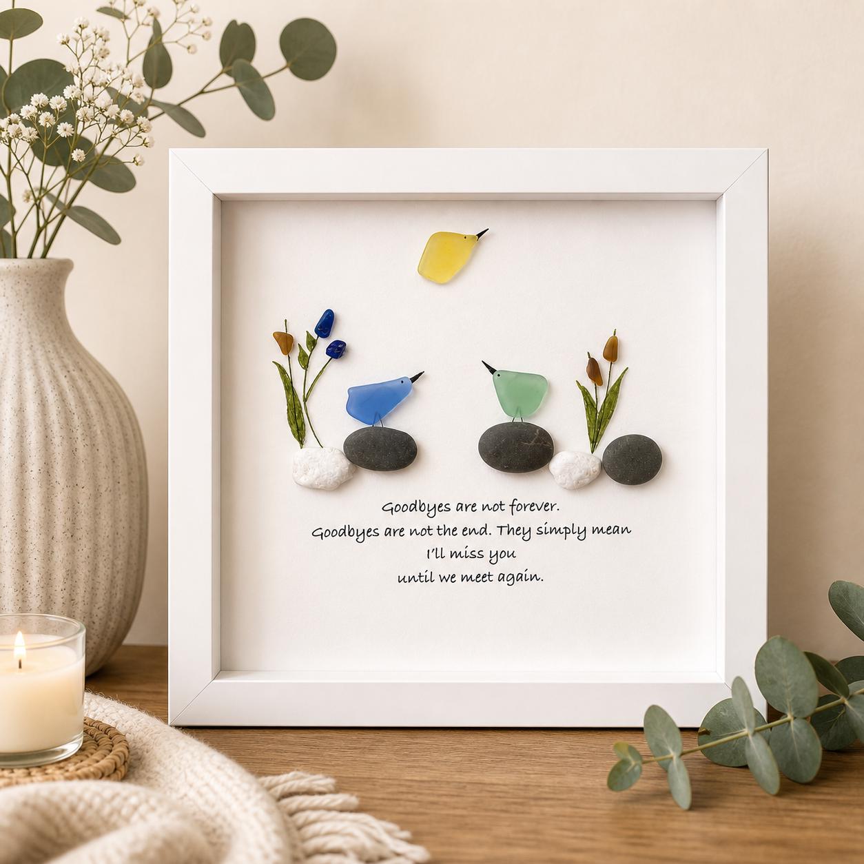 Sea Glass Pebble Art, Pebble Art Nature, Gift after Loss , Sympathy Gift, Seaglass Picture, In Memory Of